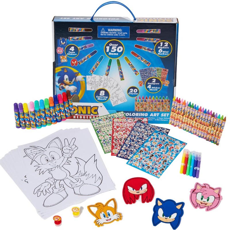 Innovative Designs Sonic The Hedgehog Coloring Art Set for Kids with Stickers and Stampers, 150+ Pieces - Image 1