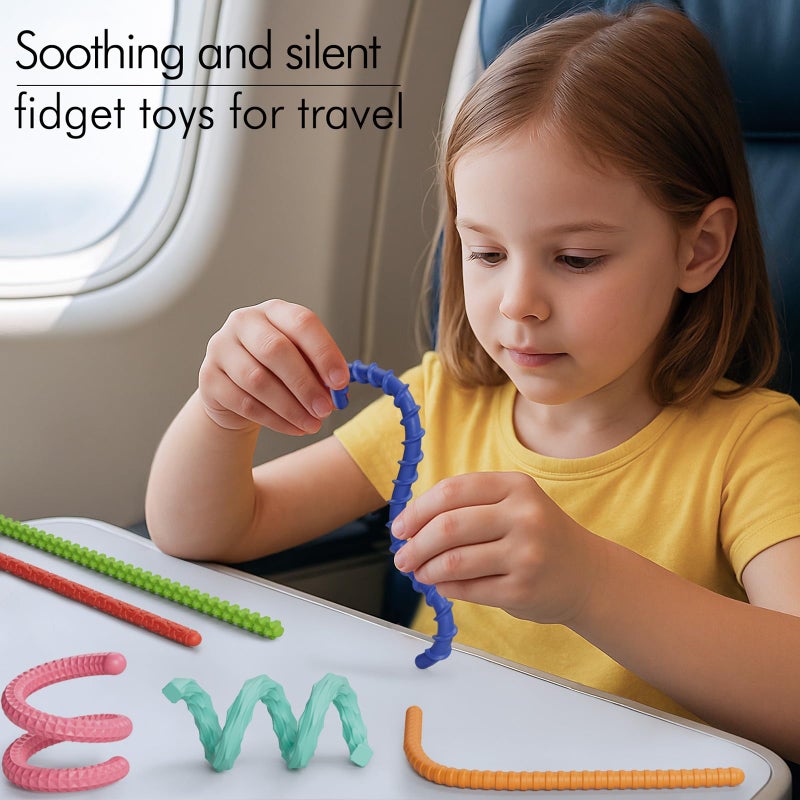 TIKWORK Sensory Fidget Toys for Kids Adults,6PCS Flexible Fidget Sticks for Stress Anxiety Autistic ADHD, Calm Down Travel Airplane Classroom Students Prizes Toys, Stocking Stuffers for Teens Boys Girls - Image 5