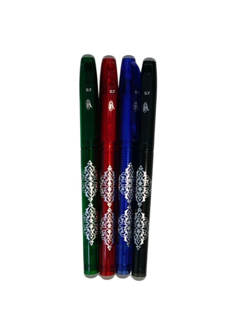 general Set of 4 double-ended ballpoint pens designed for smooth writing available in multiple colors with eraser - Image 1