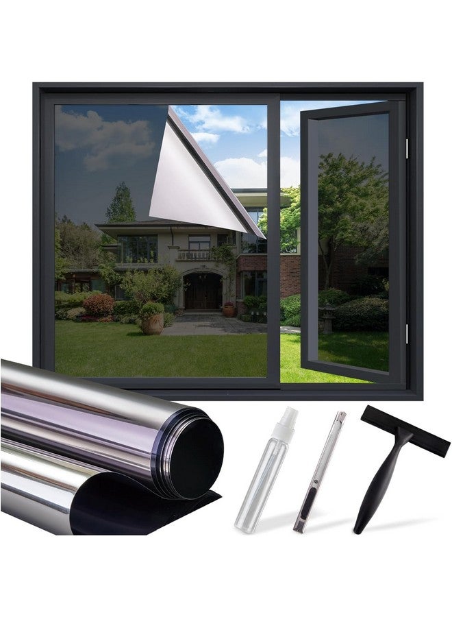 SunBaby One Way Privacy Window Film - Reflective Sun Blocking Window Tint Clings for Daytime Privacy & UV Protection, Includes 3 Tools, Black(17.5"x118.1") - Image 1