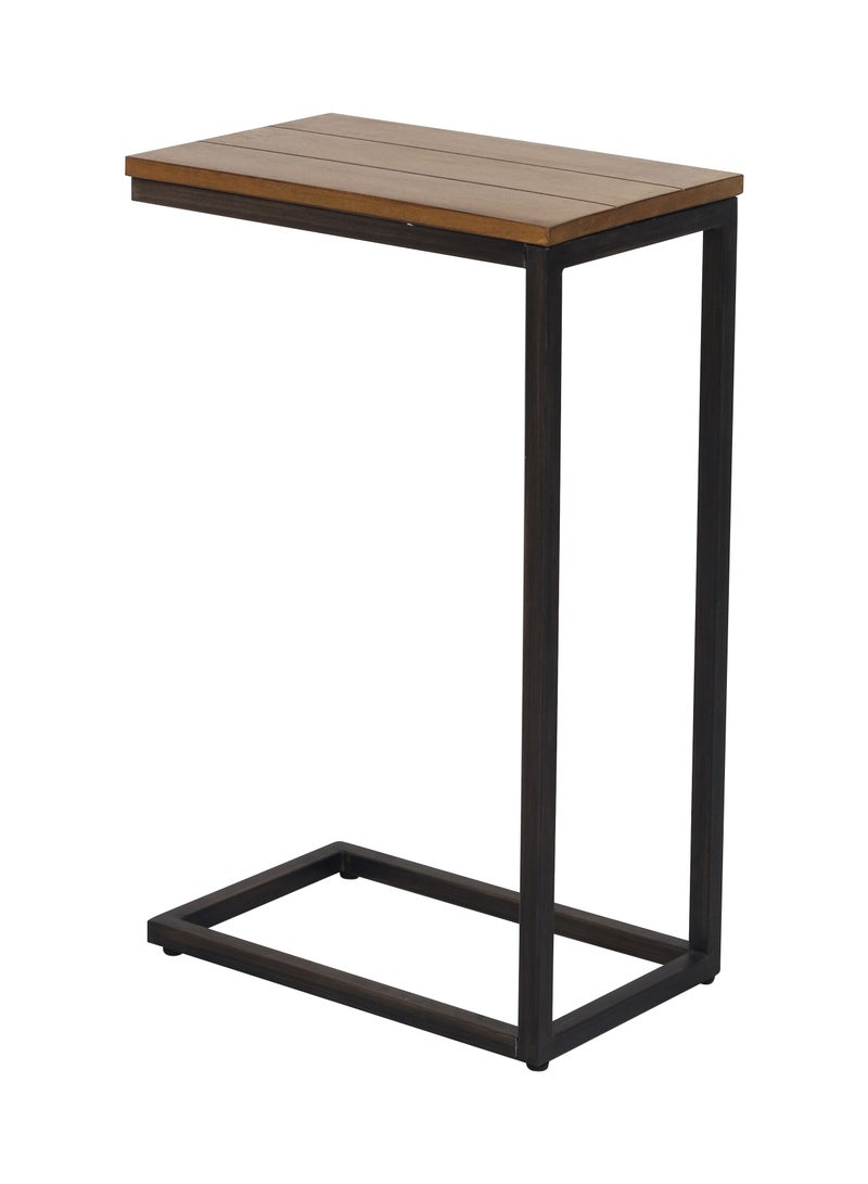Generic AVA DESIGNZ End Table | Sofa Side Table | C Shaped Table for Living room, Bedroom | Small Coffee Table,Laptop & Snacks Table | 10 Year Warranty (Oak Black Metal)  - Image 2