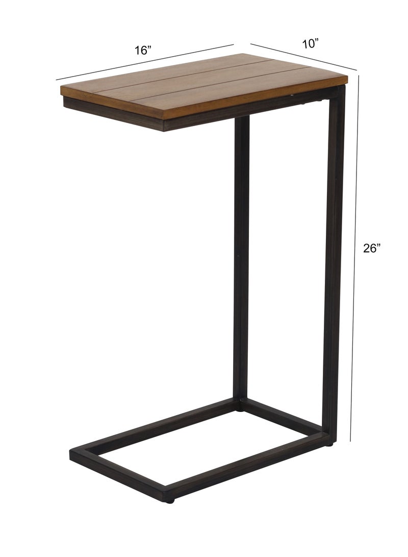Generic AVA DESIGNZ End Table | Sofa Side Table | C Shaped Table for Living room, Bedroom | Small Coffee Table,Laptop & Snacks Table | 10 Year Warranty (Oak Black Metal)  - Image 3