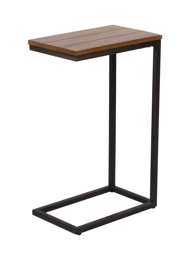 Generic AVA DESIGNZ End Table | Sofa Side Table | C Shaped Table for Living room, Bedroom | Small Coffee Table,Laptop & Snacks Table | 10 Year Warranty (Oak Black Metal)  - Image 1
