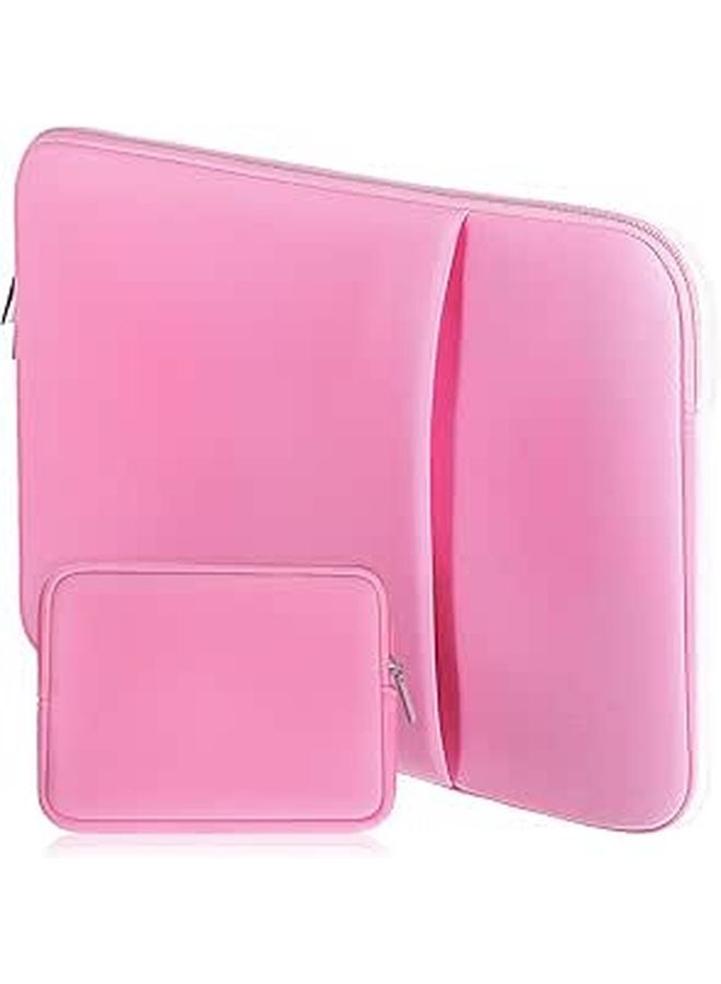 13 Inch Laptop Sleeve Protective Case Lightweight Shockproof Travel Bag With Front Pocket Pink - Image 1
