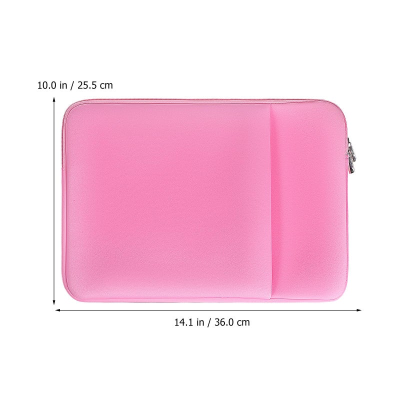13 Inch Laptop Sleeve Protective Case Lightweight Shockproof Travel Bag With Front Pocket Pink - Image 3