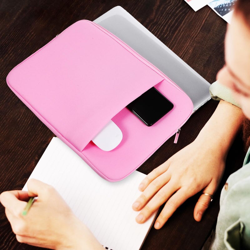 13 Inch Laptop Sleeve Protective Case Lightweight Shockproof Travel Bag With Front Pocket Pink - Image 5