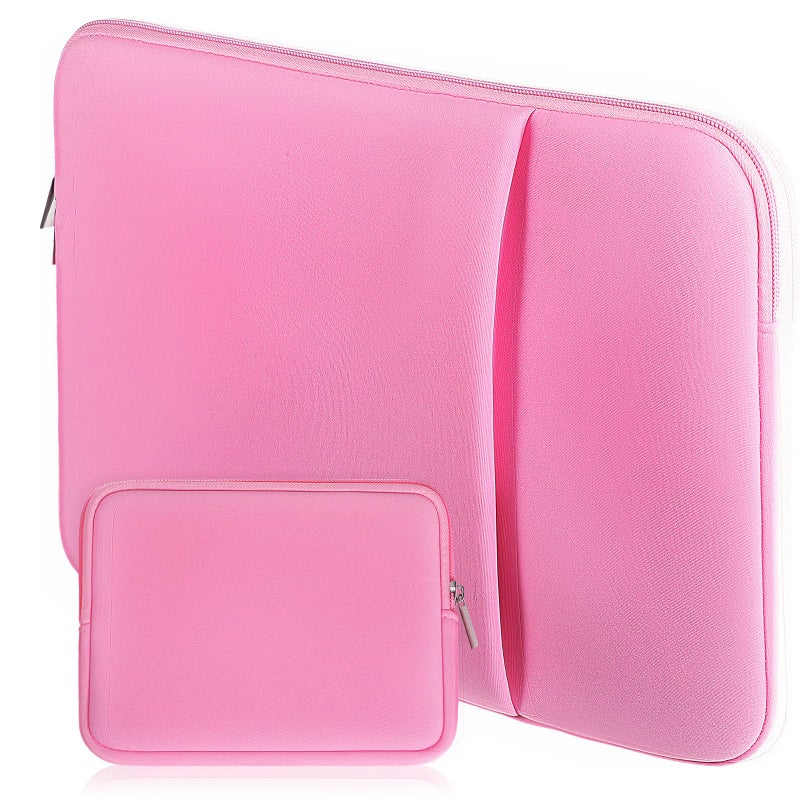 13 Inch Laptop Sleeve Protective Case Lightweight Shockproof Travel Bag With Front Pocket Pink - Image 2