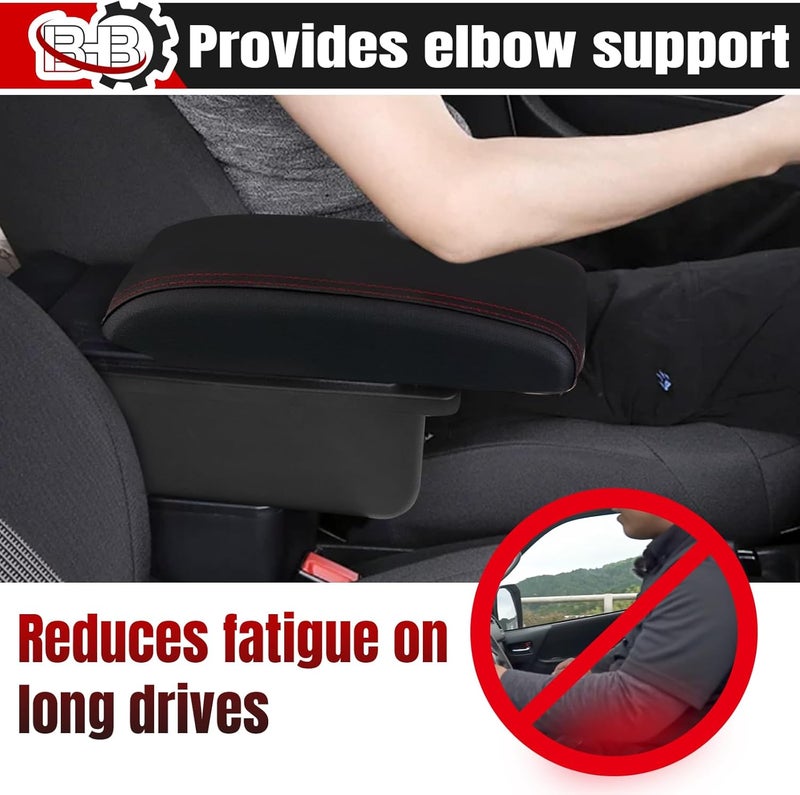 BHB Armrest Box for Nissan Almera Versa 2020-2022 with USB Charging and Red Stitching - Image 5