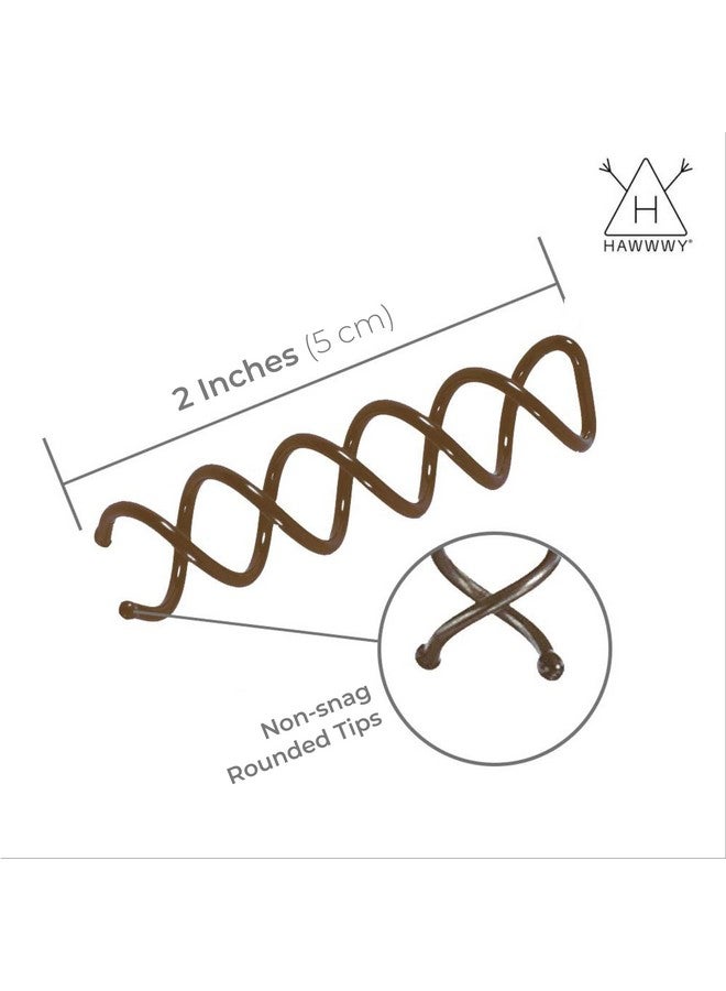 HAWWWY Bobby Pins - 8 Pack - Light Brown - 2 Inches - Beautiful Twist Hair Accessories For Women And Kids - Easy Bobby Pins For Fast And Secure Buns, Messy Styles, And Updos  - Image 2
