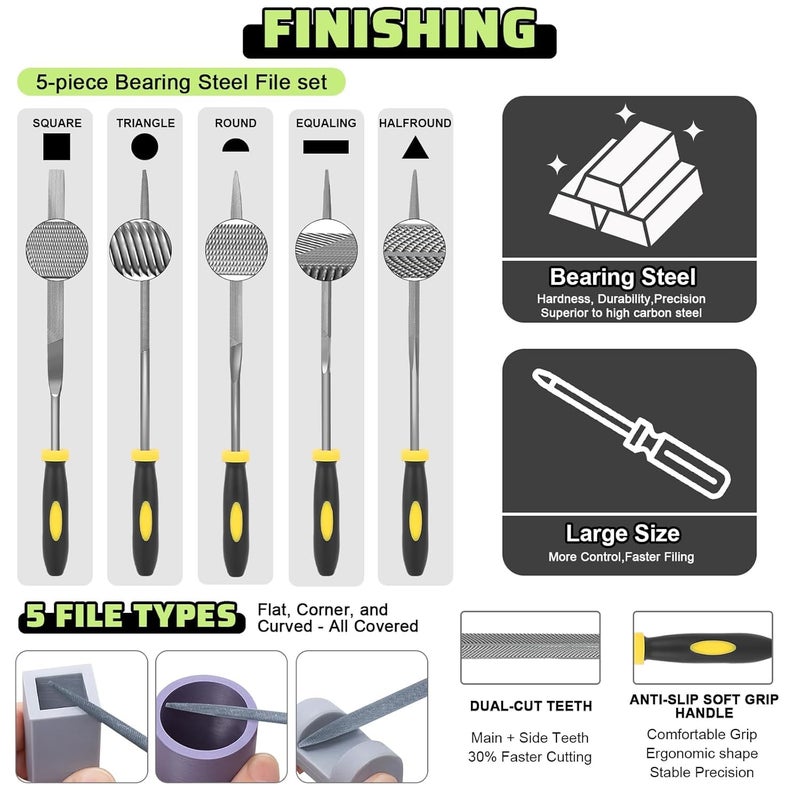 Intarsio 3D Printer Tools Kit, 34pcs 3D Printer Accessories for All FDM/SLA Printers Includes Nozzle Cleaning Tools, Removal Scrapers, Finishing Tools, 5 Types of Files,Brushes, Wire Cutter, Engraving Knife - Image 5