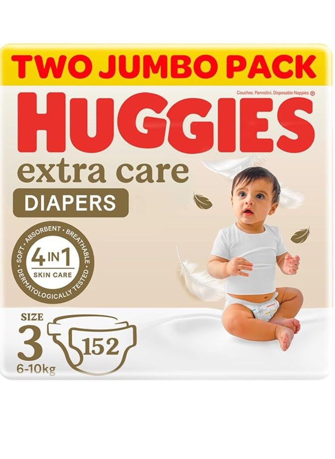 Huggies Extra Care, Size 3, 6 - 10 kg, Twin Jumbo Pack, 152 Diapers - pzsku/Z30C9E1F04880E6A26BC6Z/45/_/1738909915/c75de726-60d2-4c48-93f3-ff303e07a3e4