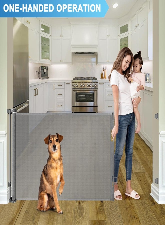 KISKIZ 55 Inch Retractable Baby Gate for Stairs Retractable Dog Gates for Doorways Outdoor Baby Gates for Decks Indoor Dog Gates for The House Extra Wide Pet Gate Stair Gates for Kids or Pets Deck Gate Gray - Image 4