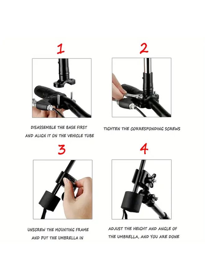 Adjustable 360 Rotatable Bicycle Umbrella Stand Foldable Portable Outdoor Sunshade Holder - Image 3