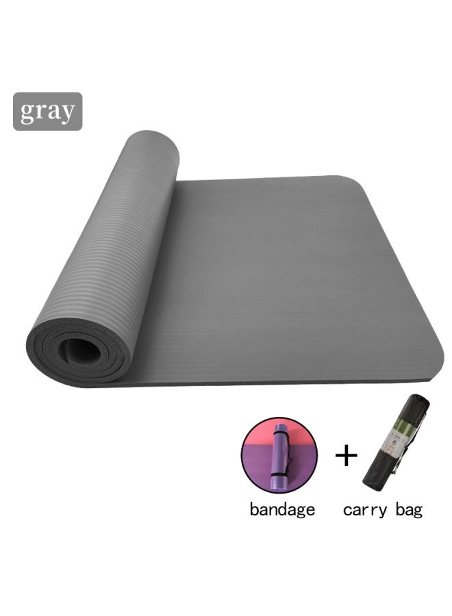 Pro Hanson Gray Strap Net Bag Nbr Yoga Mat Thickened 10mm15mm Widened Home Fitness Mat - Image 1