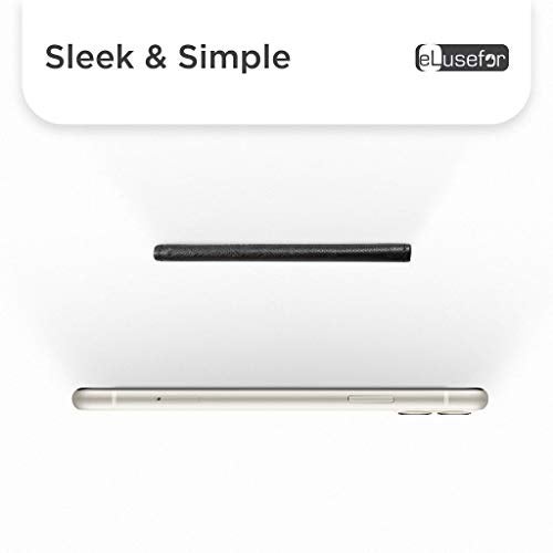 eLusefor Stick-On Phone Wallet for Back of iPhone or Android Case | 6 Sleeve Credit Card Holder - Pocket for Cards, Money & ID - Built-in Stand - Waterproof Material - Travel, Work & Life-Proof Black - Image 5