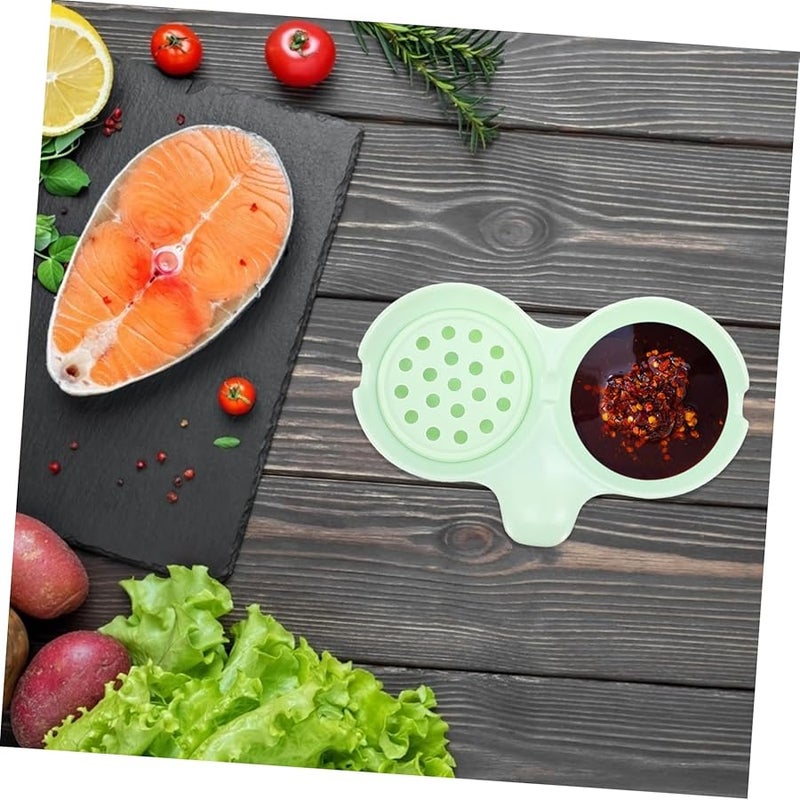 Green Double Compartment Sauce Dish Practical Dipping Plate for Hot Pot Home Restaurant Outdoor Use - Image 5