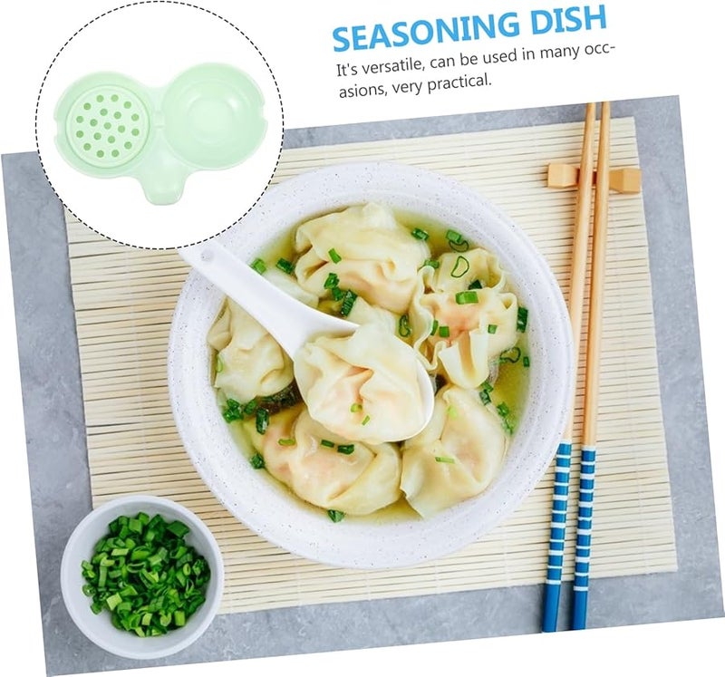 Green Double Compartment Sauce Dish Practical Dipping Plate for Hot Pot Home Restaurant Outdoor Use - Image 3