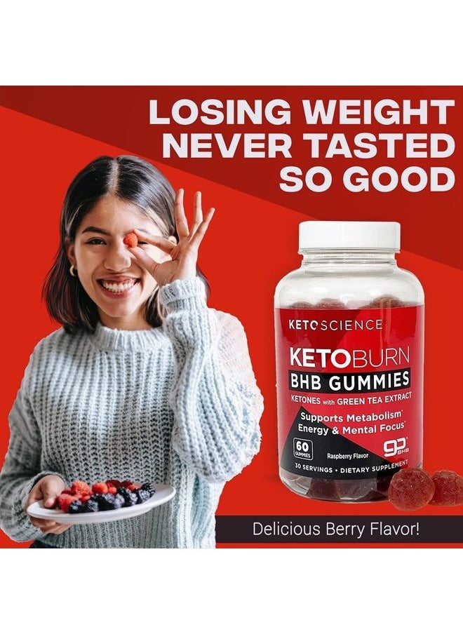 Keto Science - Burn Gummies, Supports Healthy Weight Management, Natural Energy & Focus, Ketogenic Supplement, 0 Added Sugar, Delicious Natural Berry Flavor, 60 Count - Image 1