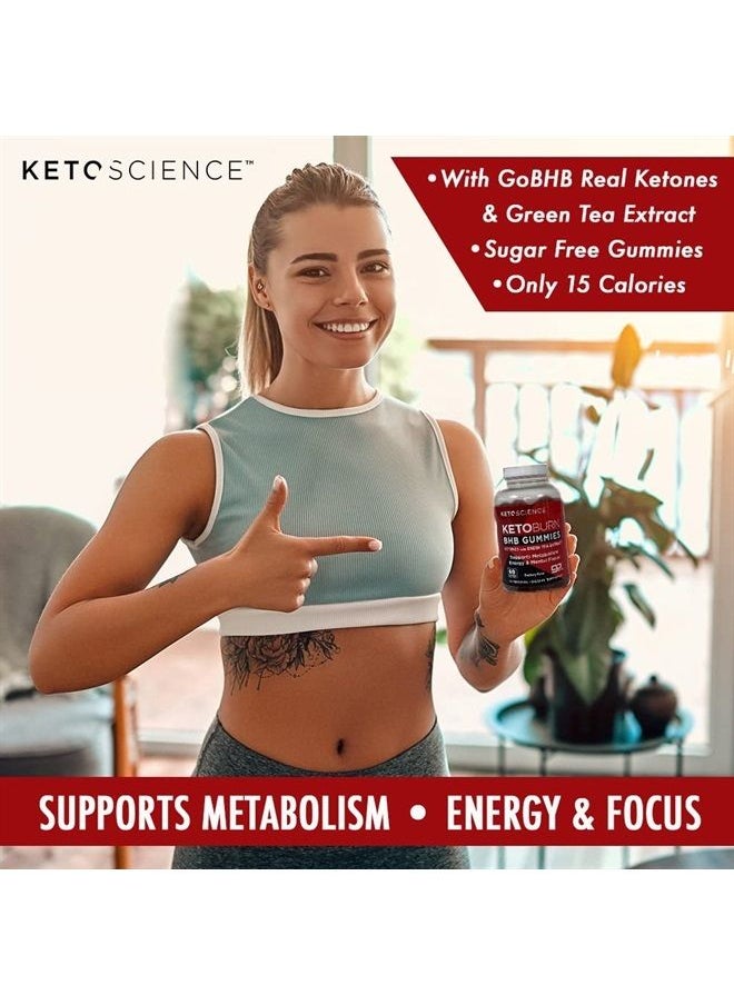 Keto Science - Burn Gummies, Supports Healthy Weight Management, Natural Energy & Focus, Ketogenic Supplement, 0 Added Sugar, Delicious Natural Berry Flavor, 60 Count - Image 1