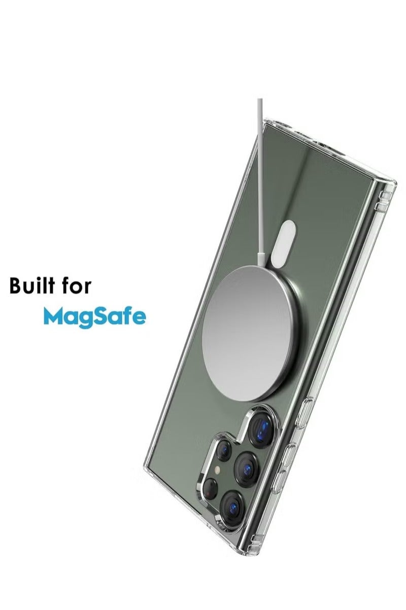 أوميكسبرو جراب Samsung S24 Ultra Magsafe 2024 [تصميم مُحسّن بمغناطيس N52] غطاء مغناطيسي رفيع ومضاد للاصفرار ومضاد للخدش وغطاء خلفي صلب شفاف للغاية - Image 2