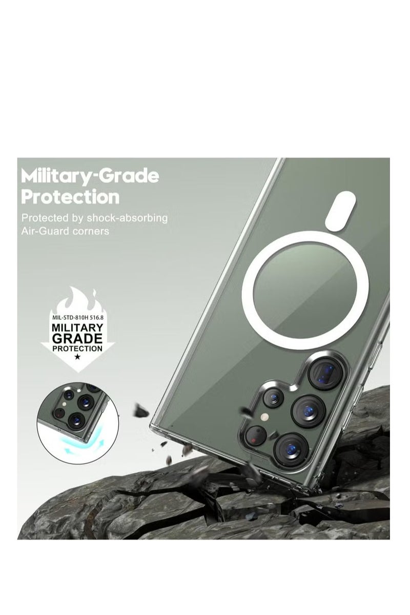 أوميكسبرو جراب Samsung S24 Ultra Magsafe 2024 [تصميم مُحسّن بمغناطيس N52] غطاء مغناطيسي رفيع ومضاد للاصفرار ومضاد للخدش وغطاء خلفي صلب شفاف للغاية - Image 3