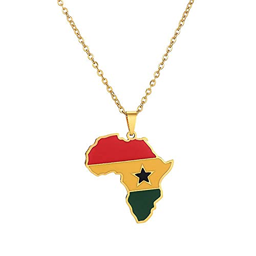 Nothers Ghana Necklace 18K Gold Plated Stainless Steel Pendant for Men Women African Jewelry - Image 1