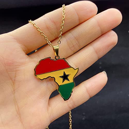 Nothers Ghana Necklace 18K Gold Plated Stainless Steel Pendant for Men Women African Jewelry - Image 3