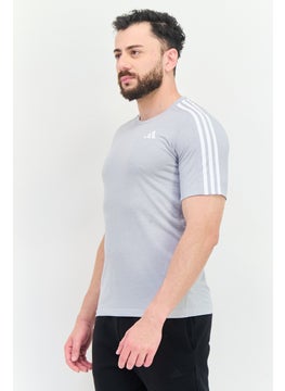 Adidas Men Sportswear Fit Short Sleeves Running T-shirt, Grey  - Image 4