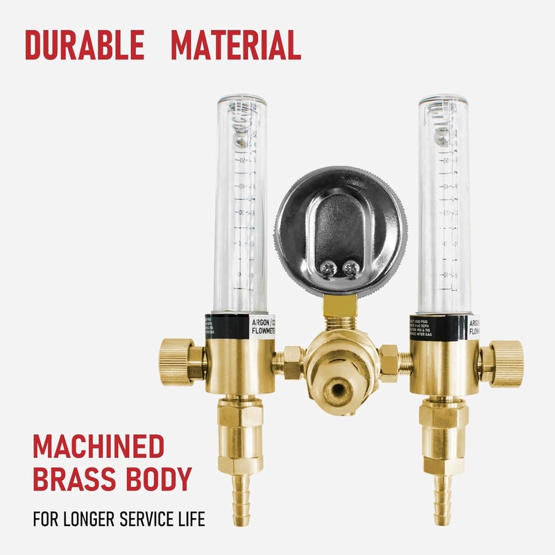 RX WELD Dual Output Argon Regulator Flow Meter Mig Tig 0-60CFH CGA580 Inlet 5/"8 UNF-18RH Outlet - Image 5