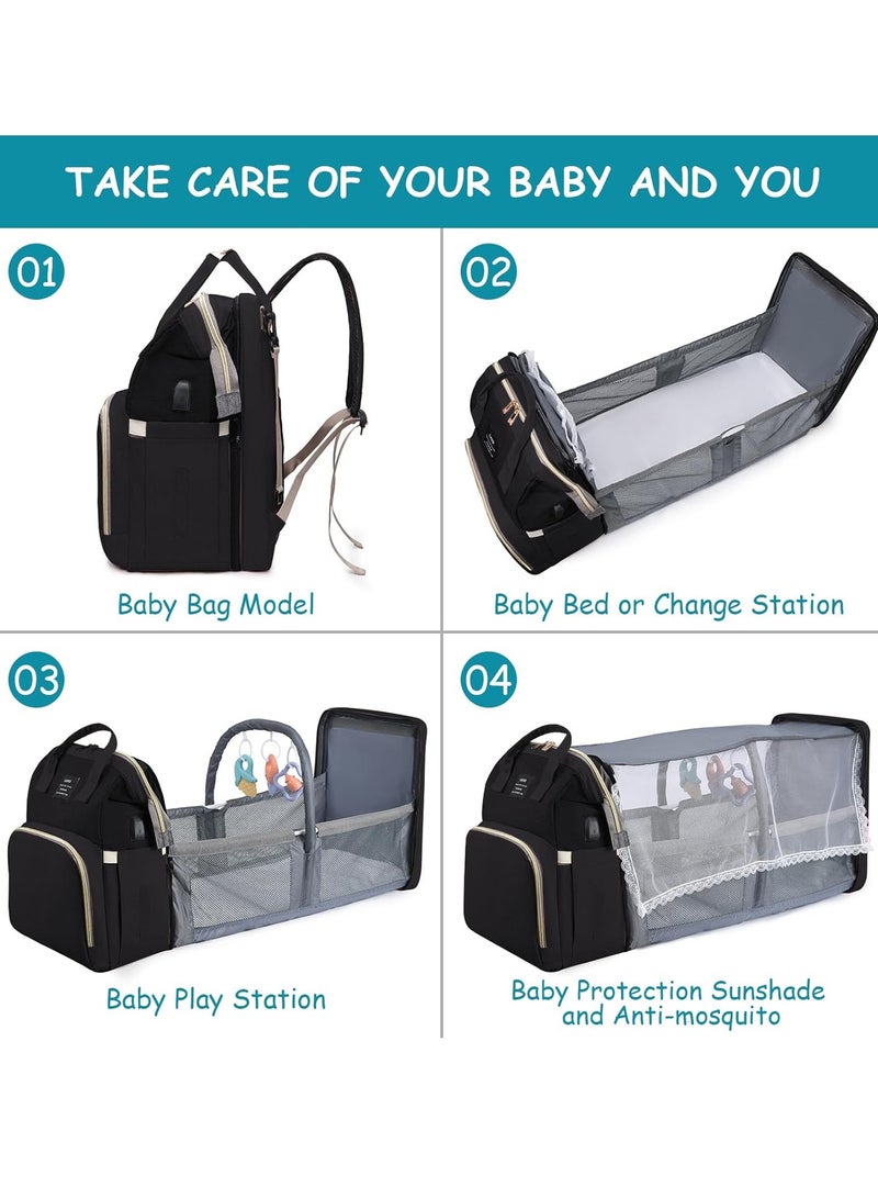 Diaper Bag Backpack with Changing Table, Breathable, Travel Backpack, USB Port, Large Capacity with Toys, 900D Waterproof - Image 2