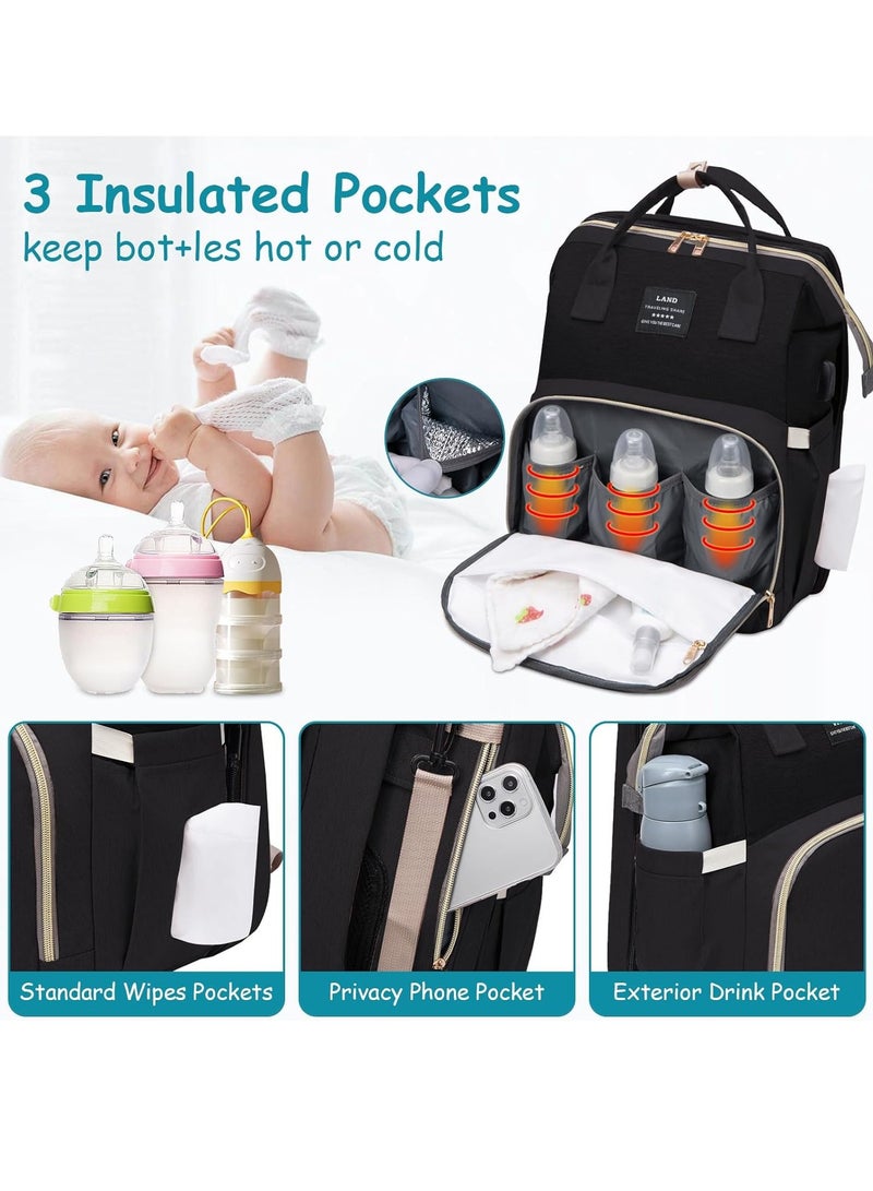 Diaper Bag Backpack with Changing Table, Breathable, Travel Backpack, USB Port, Large Capacity with Toys, 900D Waterproof - Image 3