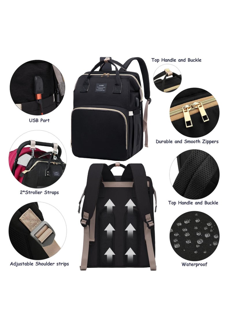 Diaper Bag Backpack with Changing Table, Breathable, Travel Backpack, USB Port, Large Capacity with Toys, 900D Waterproof - Image 5