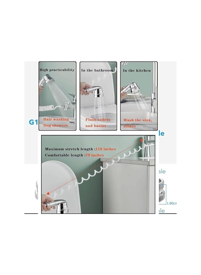 The Bros Handheld Shower Head Set,Sink Faucet Sprayer Attachment,with Hose Bracket and Faucet Diverter Valve,3 Spray Modes Showerhead for Hair Washing Pet Shower Bathroom Utility Cleaning - Image 4