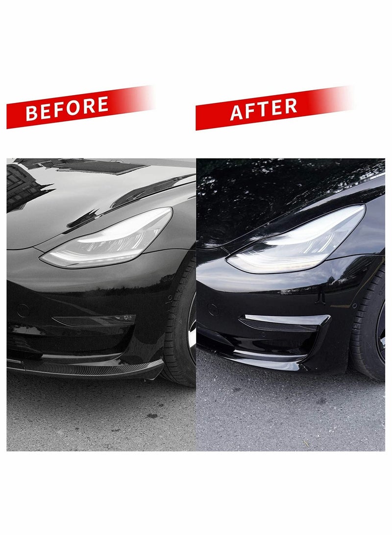 Front Fog Light Trim Cover, Eyebrow Cover Frame Exterior Decoration for Tesla Model 3 Accessories (Black) - Image 2