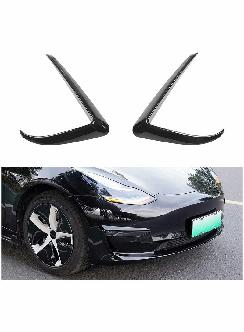 Front Fog Light Trim Cover, Eyebrow Cover Frame Exterior Decoration for Tesla Model 3 Accessories (Black) - Image 1