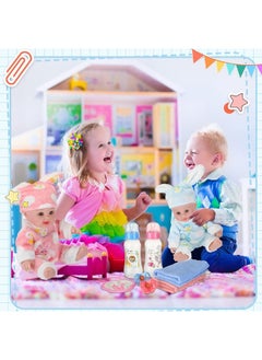 Jerify Jerify 10 Pcs Realistic Soft Twin Baby Dolls Toy Set Include 2 Pcs 12 Inch Baby Dolls, Feeding Set, Pacifiers, Doll Diapers, Diaper Bags, Milk Bottles Removable Outfit for Toddler Kids 3+ Gift(White)  - Image 5