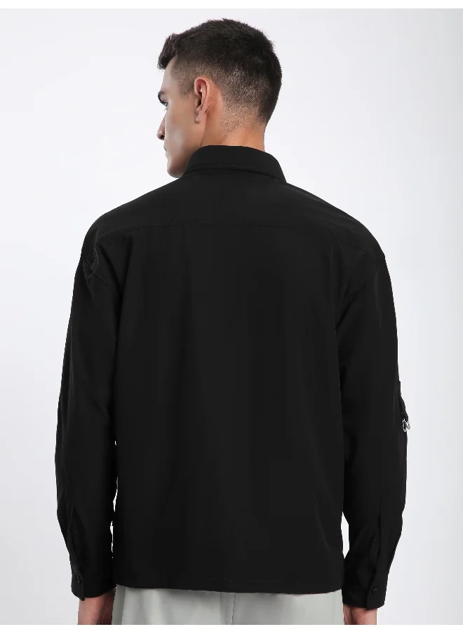 Beyoung Black Roll Up Sleeve Shirt