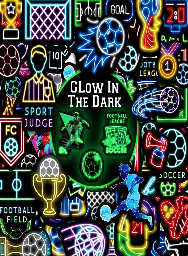 Robmoda Neon Water Bottle Stickers for Kids Glow in The Dark, 65 PCS Vinyl Soccer Stickers Pack for Laptop Skateboard Phone Case, Cute Colorful Neon Decals for Teens - Image 1