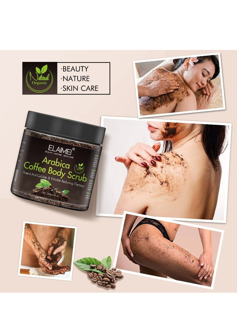 Elaimei Coffee Exfoliating Body Scrub, Organic Coffee and Dead Sea Salt Scrub for Acne, Cellulite Removal, Stretch Marks, Varicose Veins, and Eczema Treatment 250g - Image 2