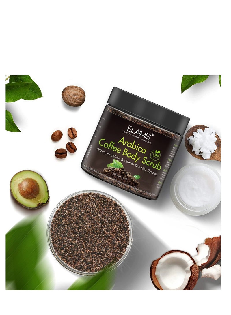 Elaimei Coffee Exfoliating Body Scrub, Organic Coffee and Dead Sea Salt Scrub for Acne, Cellulite Removal, Stretch Marks, Varicose Veins, and Eczema Treatment 250g - Image 3