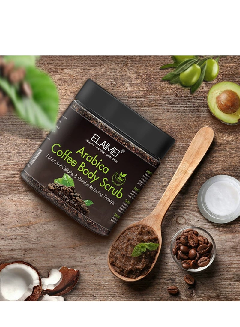 Elaimei Coffee Exfoliating Body Scrub, Organic Coffee and Dead Sea Salt Scrub for Acne, Cellulite Removal, Stretch Marks, Varicose Veins, and Eczema Treatment 250g - Image 4