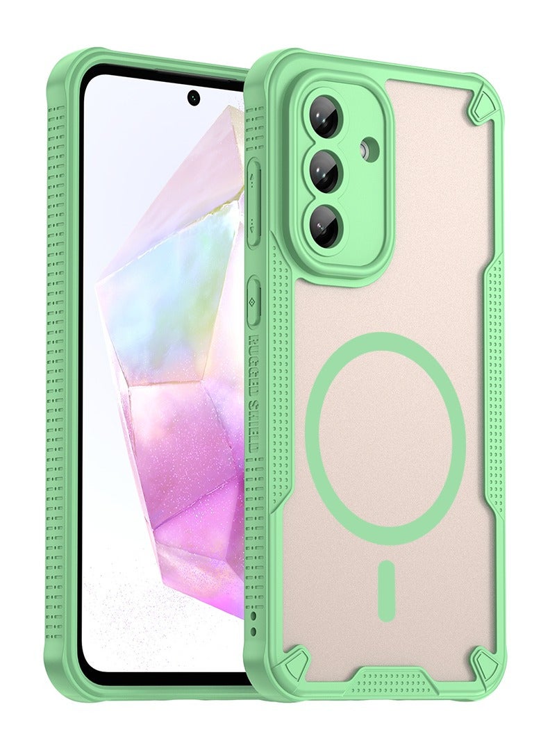 Cover For Samsung Galaxy A36 5G Armor Glaze MagSafe Magnetic Phone Case Raised edges around the screen and camera lens help prevent scratches - Green - Image 1