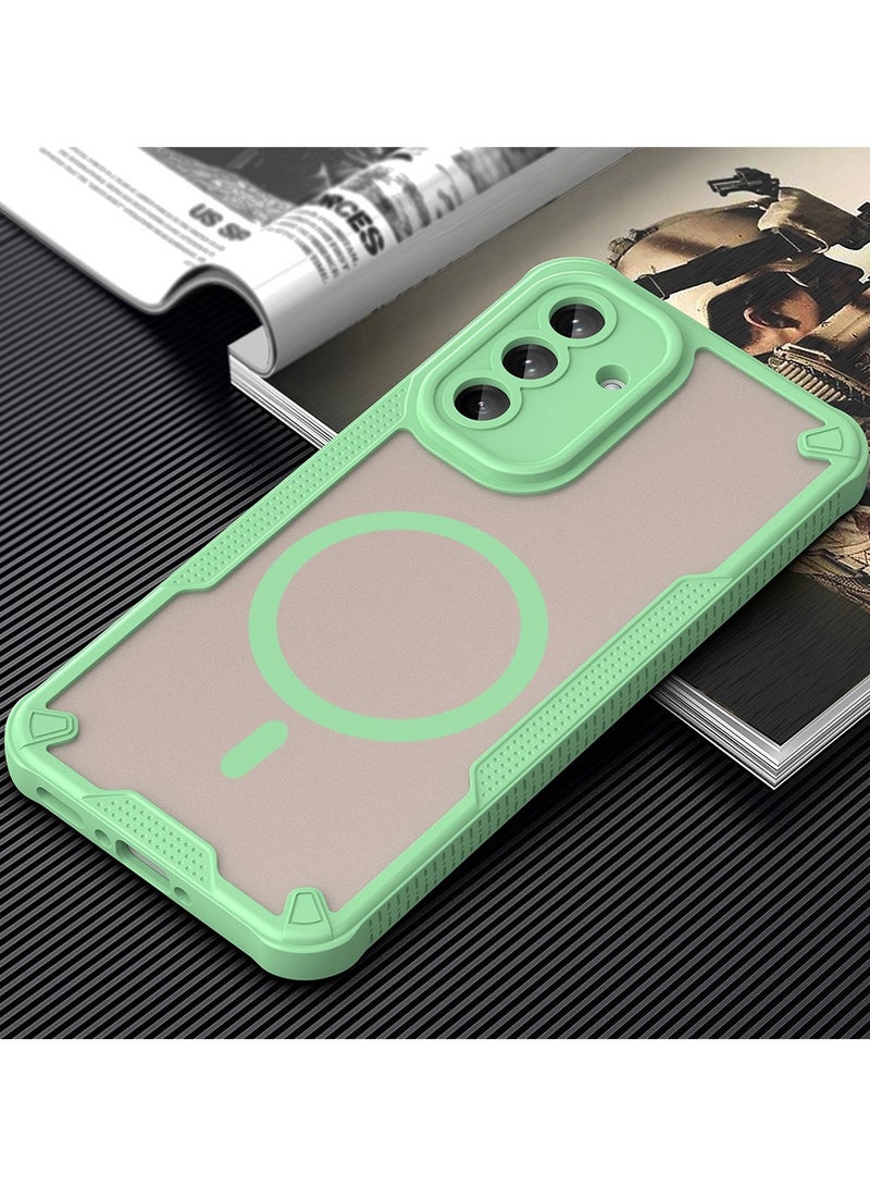 Cover For Samsung Galaxy A36 5G Armor Glaze MagSafe Magnetic Phone Case Raised edges around the screen and camera lens help prevent scratches - Green - Image 3