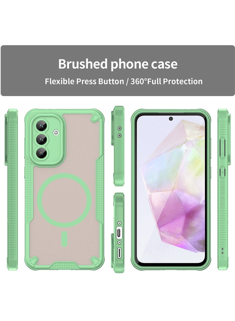 Cover For Samsung Galaxy A36 5G Armor Glaze MagSafe Magnetic Phone Case Raised edges around the screen and camera lens help prevent scratches - Green - Image 5