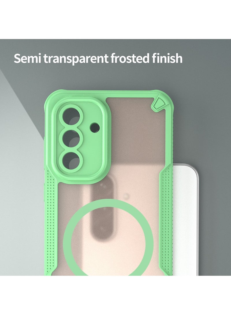 Cover For Samsung Galaxy A36 5G Armor Glaze MagSafe Magnetic Phone Case Raised edges around the screen and camera lens help prevent scratches - Green - Image 2