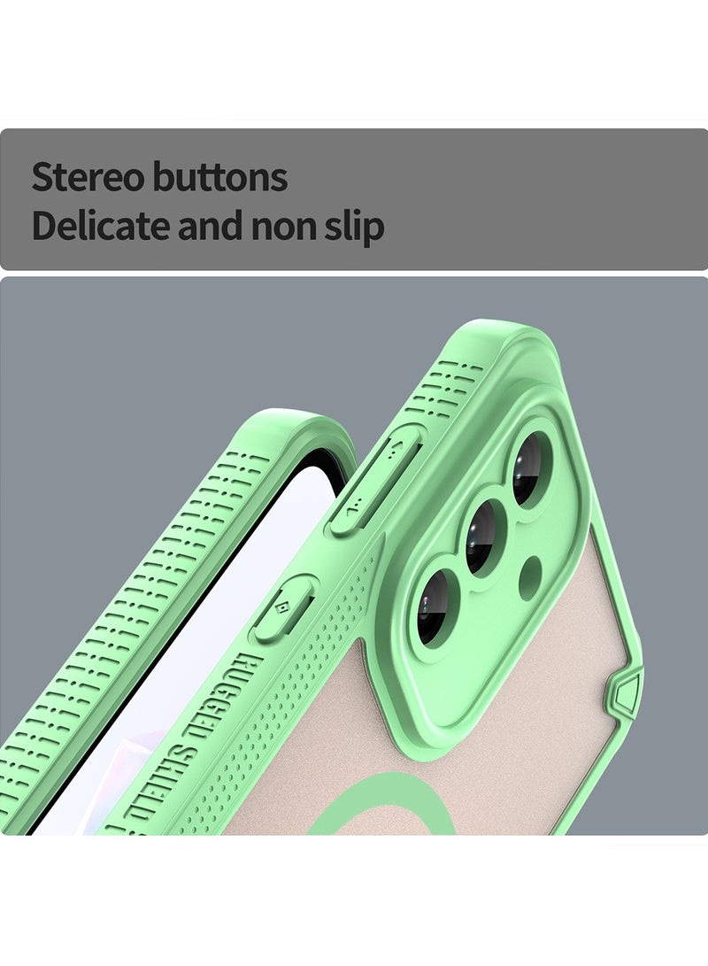 Cover For Samsung Galaxy A36 5G Armor Glaze MagSafe Magnetic Phone Case Raised edges around the screen and camera lens help prevent scratches - Green - Image 4