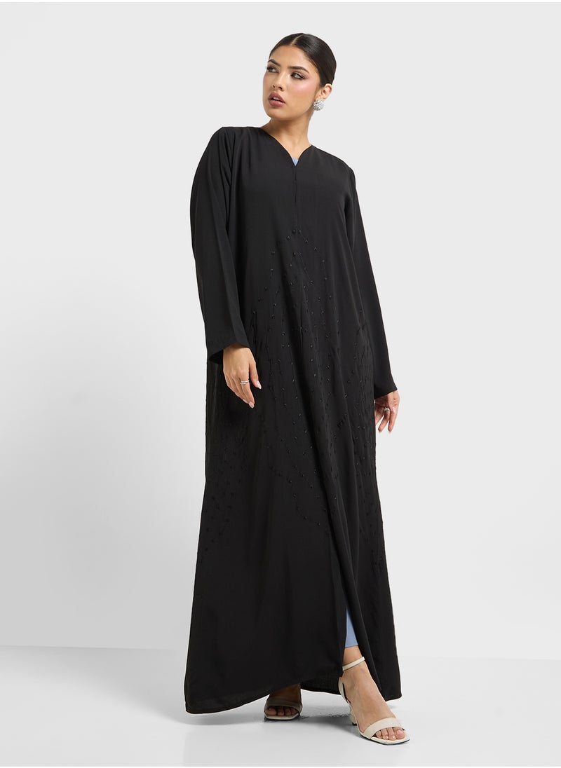 V-Neck Flared Sleeve Abaya - pzsku/Z30CA3463BCD51CB5EC9FZ/45/_/1737356679/fcb569d7-6207-4555-9609-b1469f771d5a