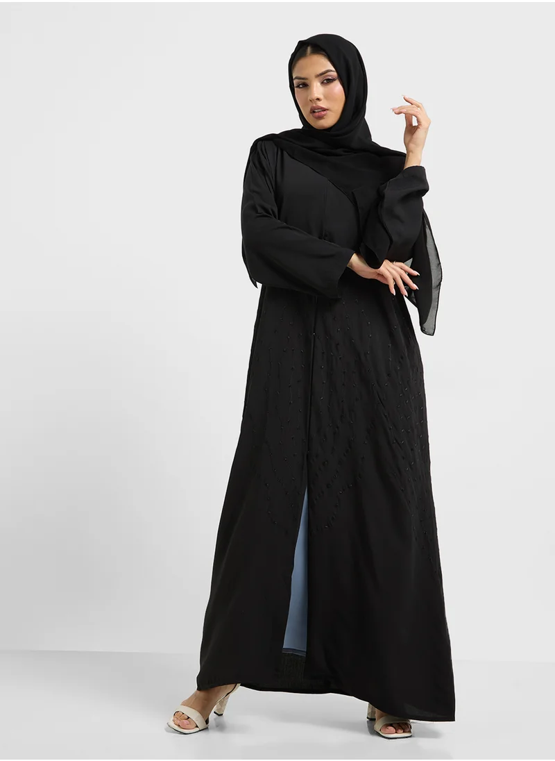 hayas closet V-Neck Flared Sleeve Abaya