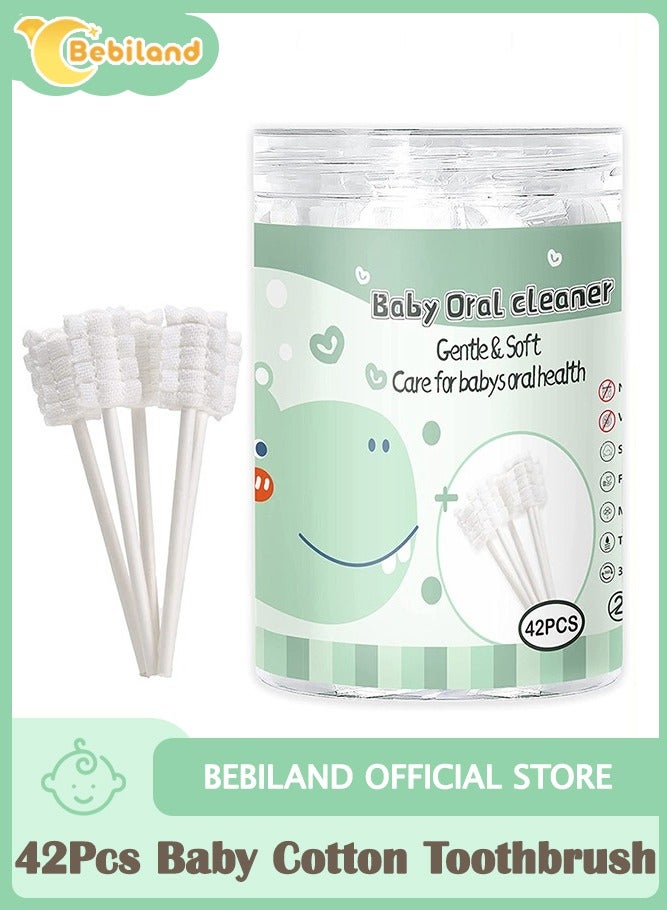 بيبي لاند 42 قطعة فرشاة أسنان للأطفال ، منظف لسان حديثي الولادة أو للأطفال ، شاش تنظيف لثة الطفل للاستعمال مرة واحدة ، عناية بتنظيف الفم ، مناسبة للأطفال من سن 0 إلى 36 شهرًا - Image 1