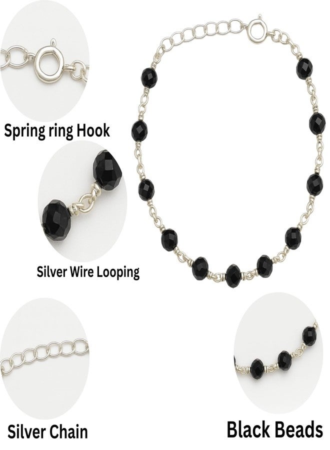 DARSHRAJ 925 Sterling Silver Double Looping Black Beads Baby Nazariya | Handmade Chandi Anklet | Bracelet for Newborn Boys | Girls - Image 5
